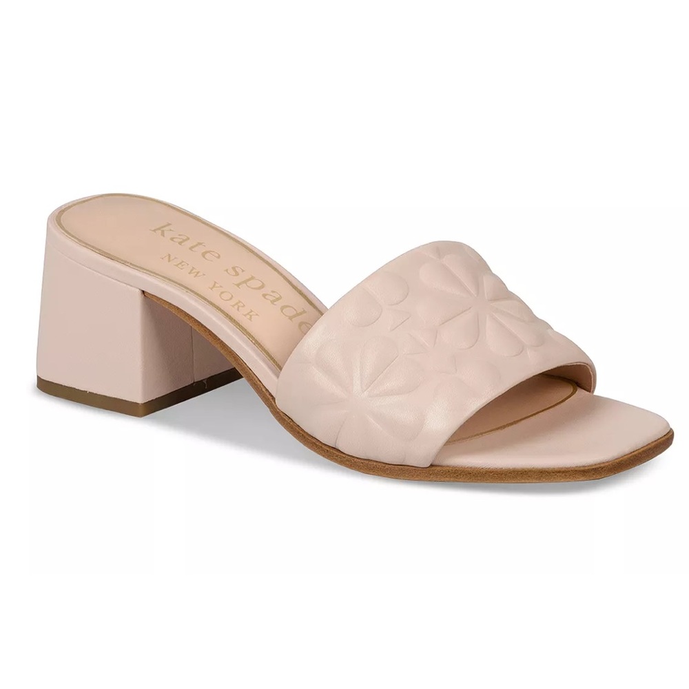 Kate Spade New York Emmie Mid Heel Sandal Embossed Flowers